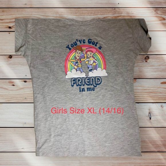 Disney Toy Story You’ve Got A Friend In Me Oversized T-Shirt Girls’ Size L 10/12 - Picture 3 of 5